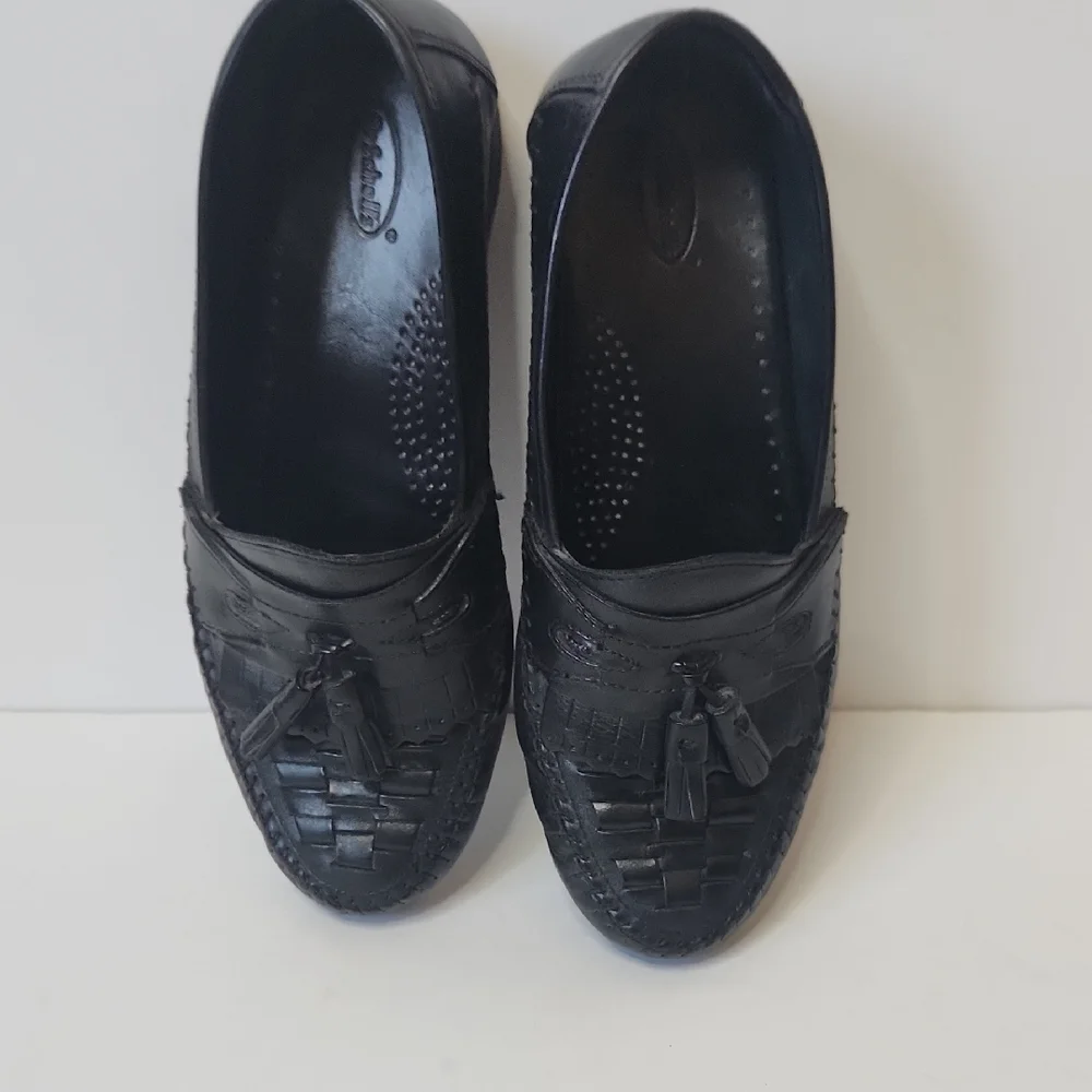 Dr. Scholl's Men's Black Leather Slip-On Loafers Size 9